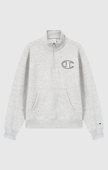 Men’s Half Zip Sweatshirt With Brushed Interior And Puff Print Logo