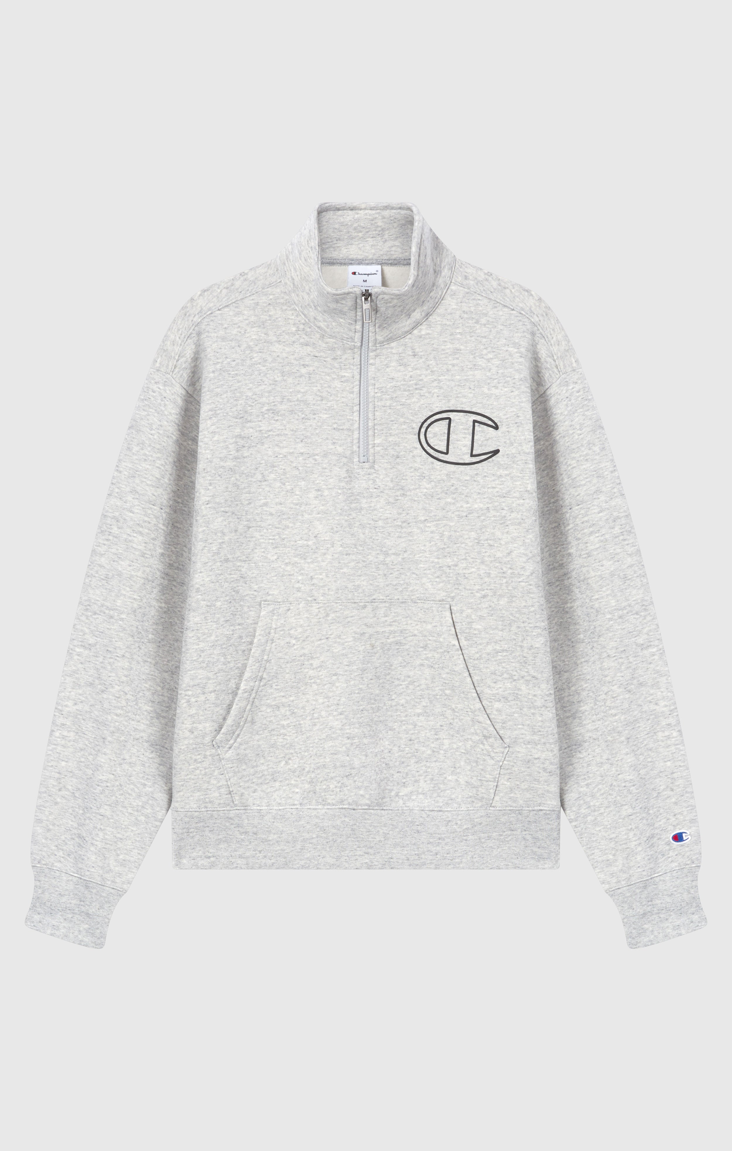 Felpa Con Mezza Zip con Interno Felpato e Logo Puff Print Da Uomo