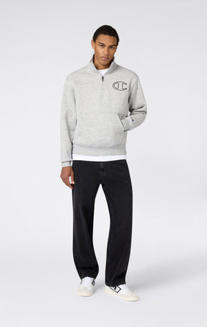 Felpa Con Mezza Zip con Interno Felpato e Logo Puff Print Da Uomo