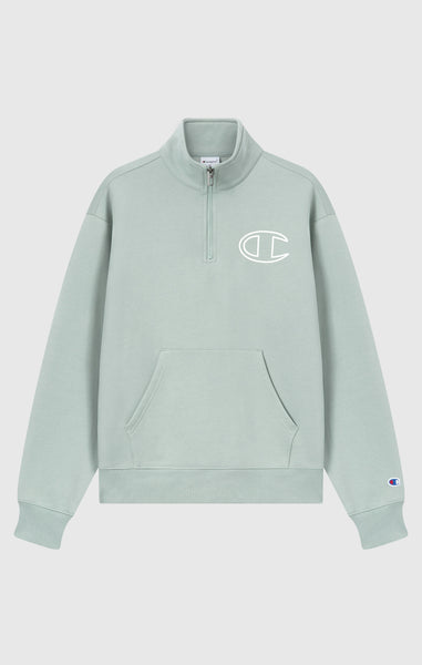 Men’s Half Zip Sweatshirt With Brushed Interior And Puff Print Logo