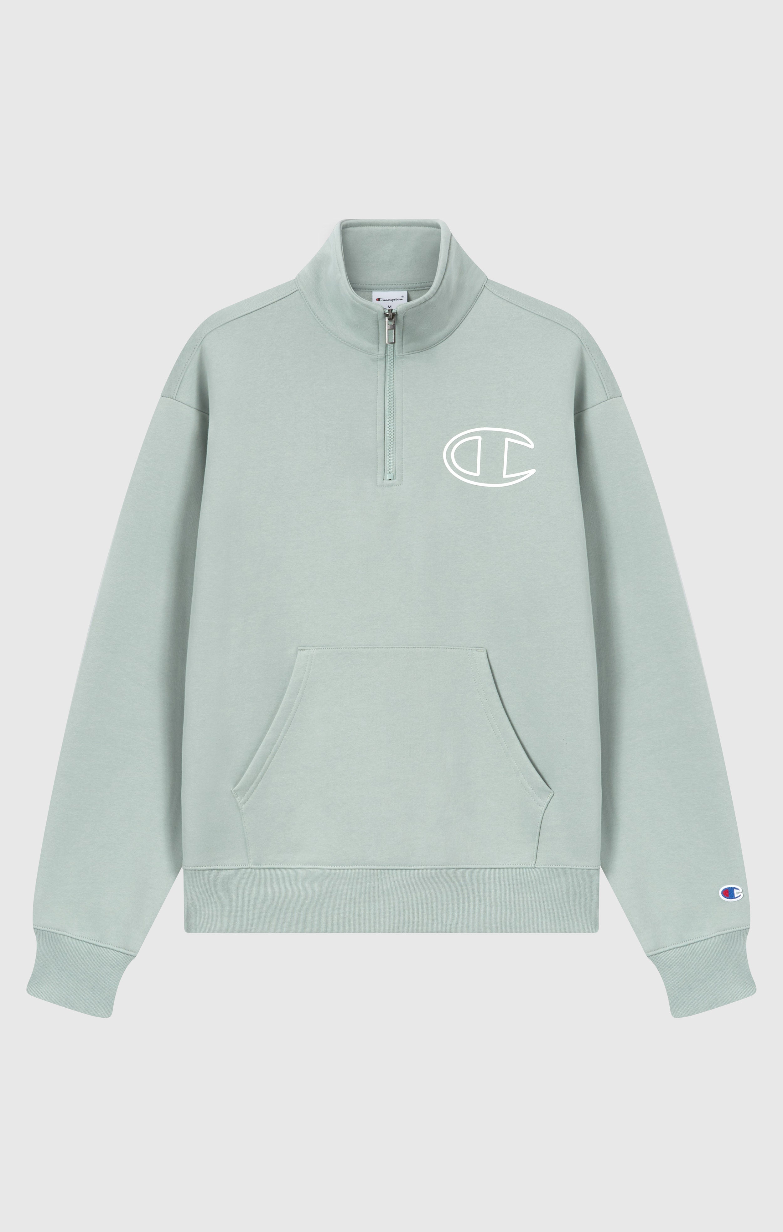 Felpa Con Mezza Zip con Interno Felpato e Logo Puff Print Da Uomo