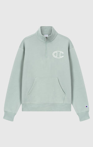 Felpa Con Mezza Zip con Interno Felpato e Logo Puff Print Da Uomo