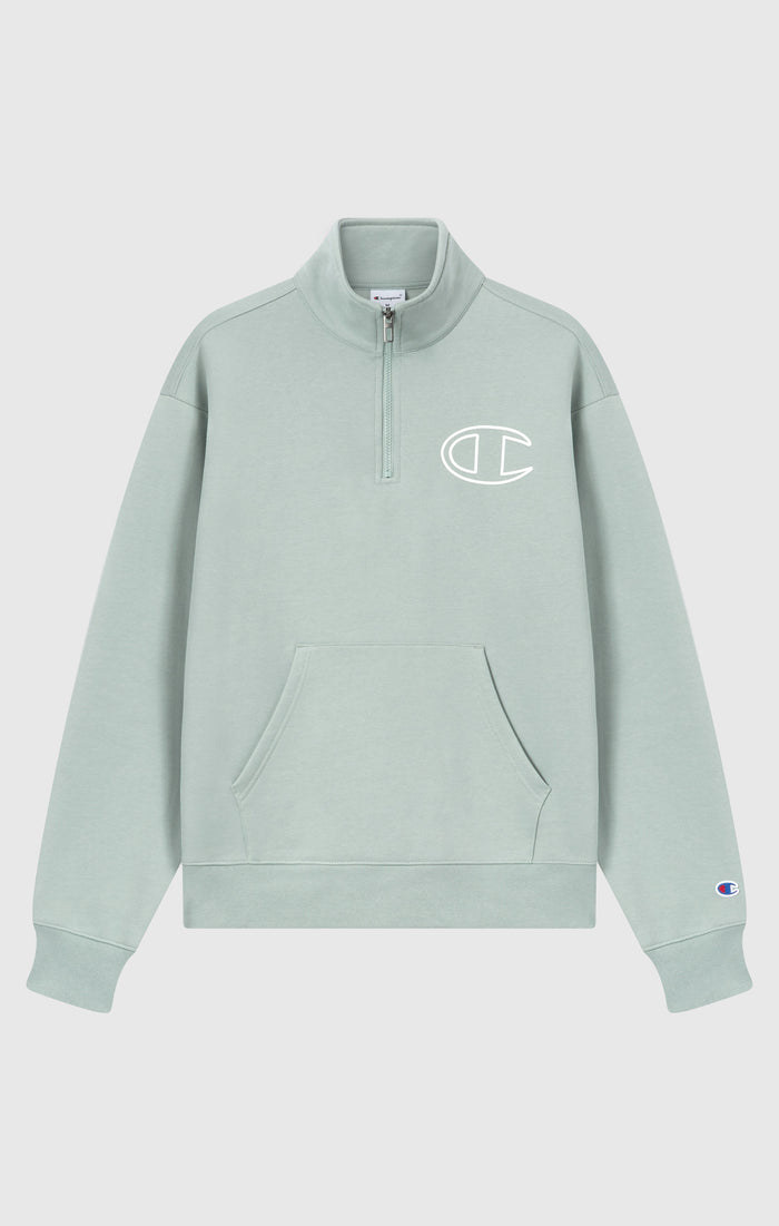 Men’s Half Zip Sweatshirt With Brushed Interior And Puff Print Logo