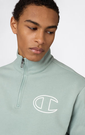 Men’s Half Zip Sweatshirt With Brushed Interior And Puff Print Logo