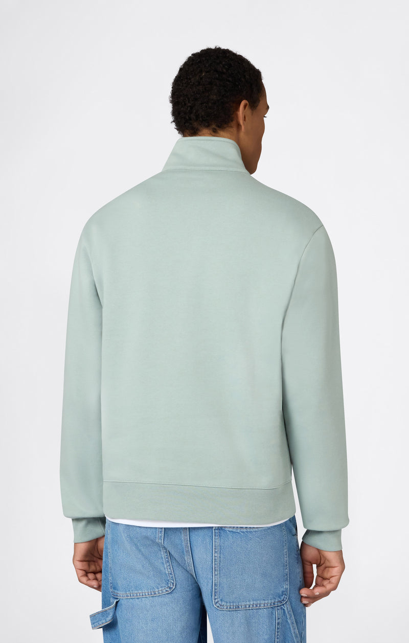 Felpa Con Mezza Zip con Interno Felpato e Logo Puff Print Da Uomo