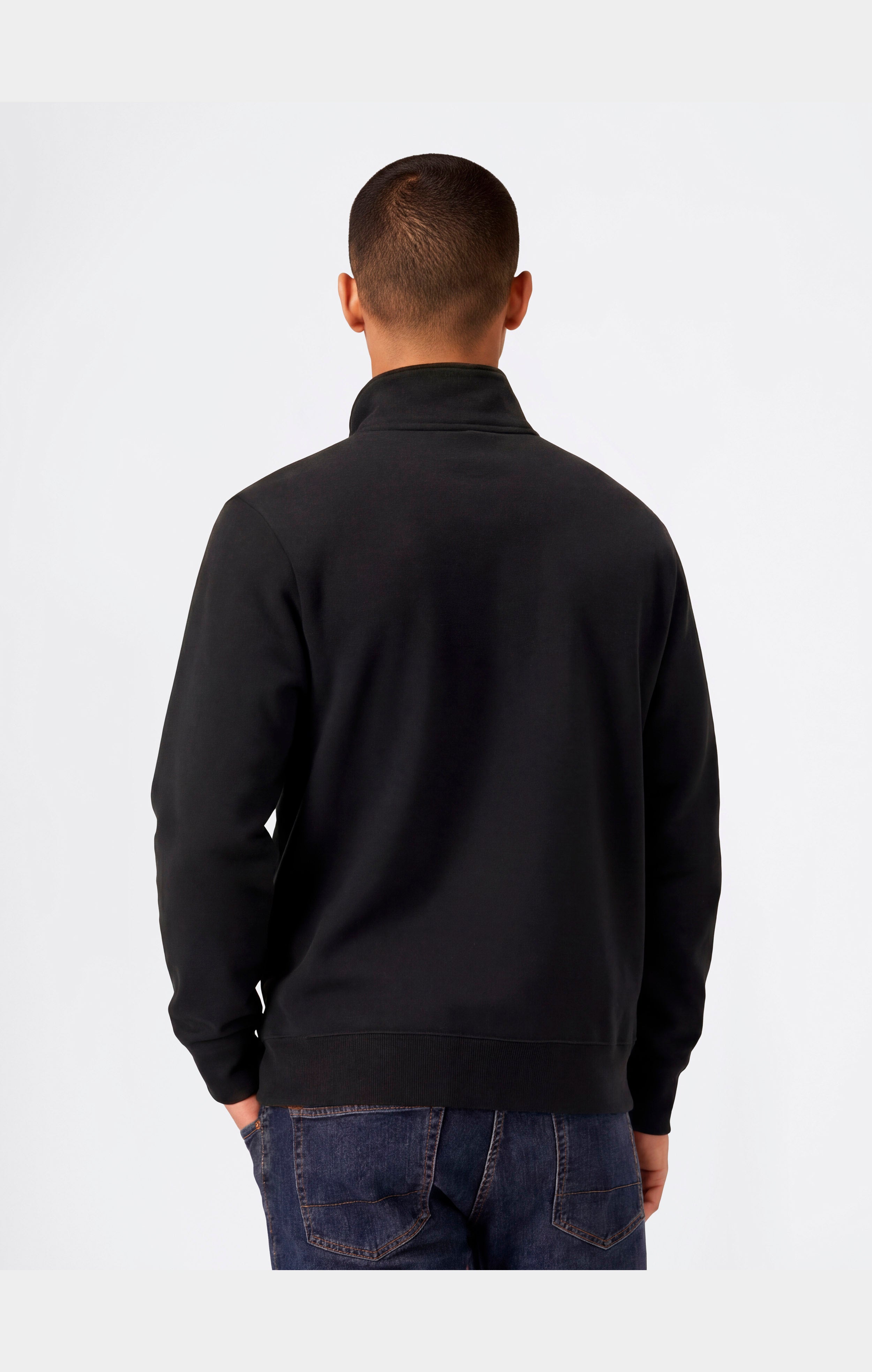 Felpa Con Mezza Zip con Interno Felpato e Logo Puff Print Da Uomo