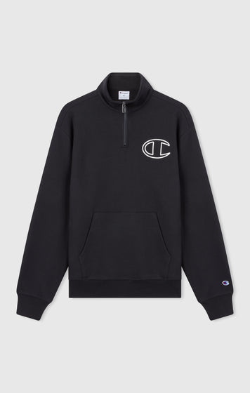 Men’s Half Zip Sweatshirt With Brushed Interior And Puff Print Logo