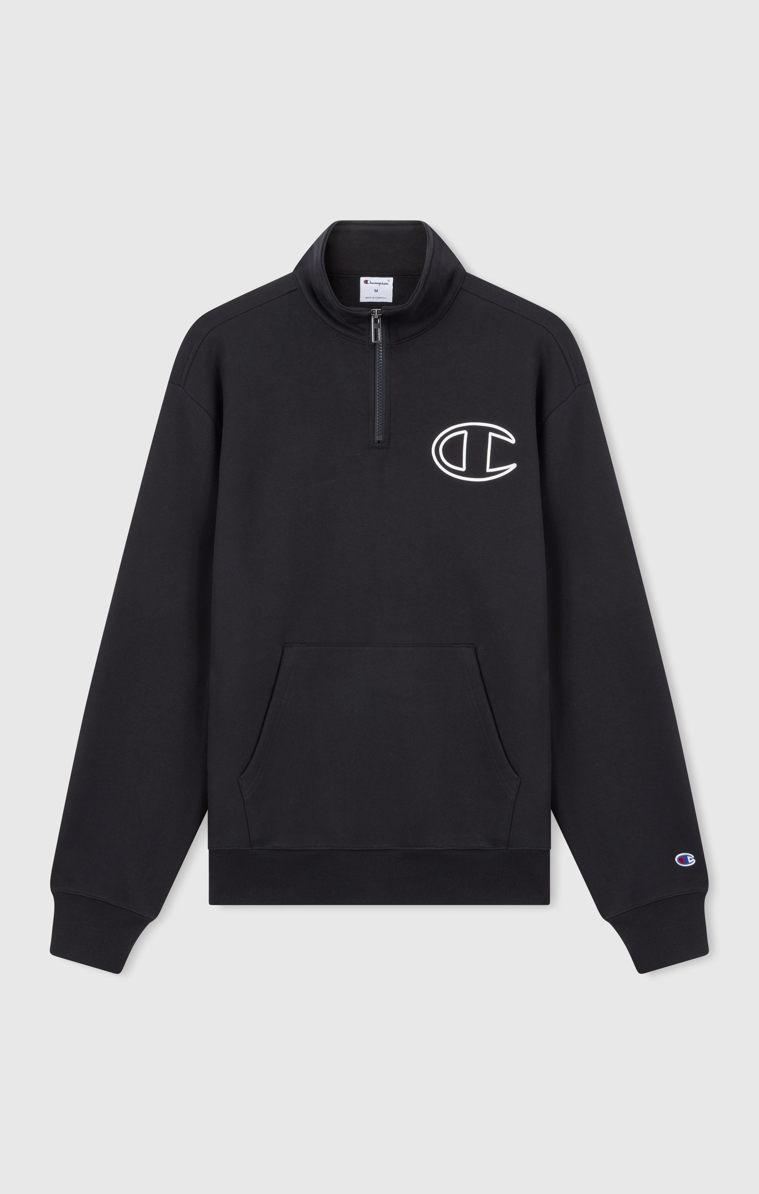 Men’s Half Zip Sweatshirt With Brushed Interior And Puff Print Logo