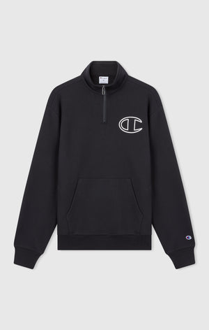 Men’s Half Zip Sweatshirt With Brushed Interior And Puff Print Logo