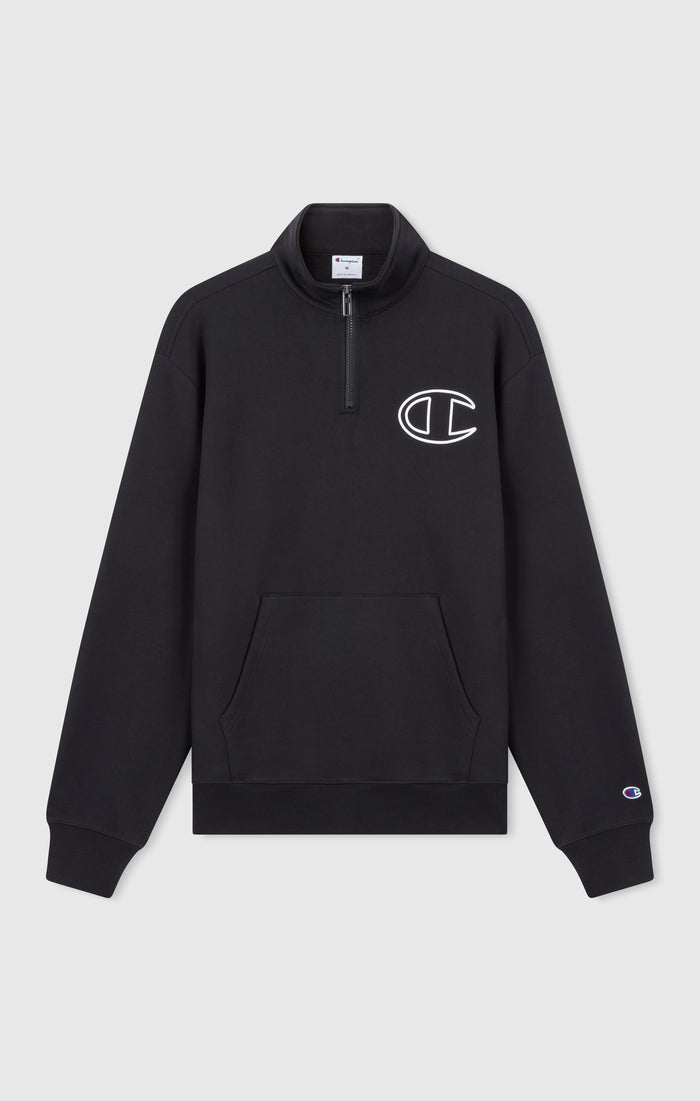 Men’s Half Zip Sweatshirt With Brushed Interior And Puff Print Logo