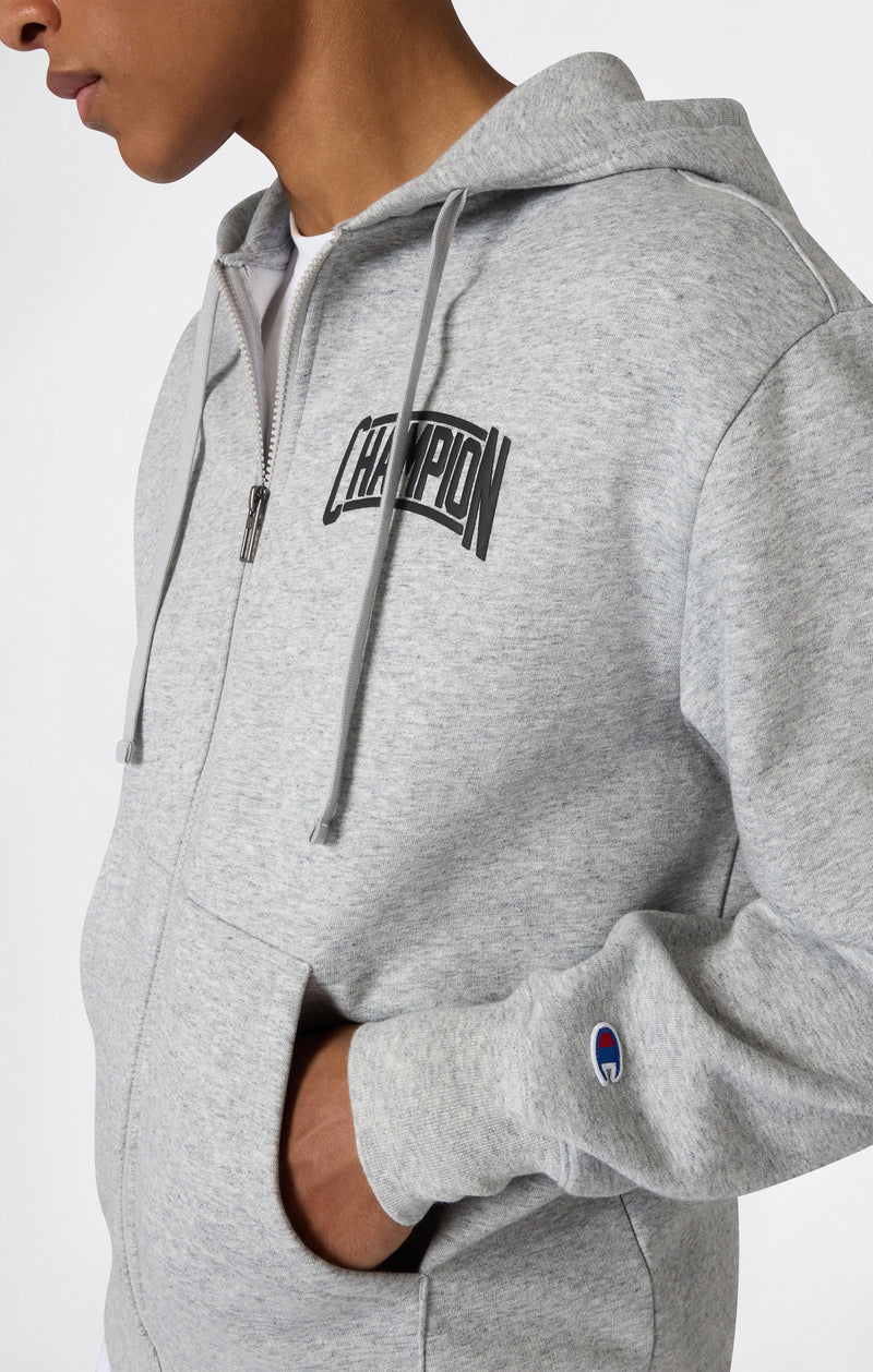 Felpa Con Cappuccio Con Zip Intera, Interno Felpato e Logo Puff Print Da Uomo