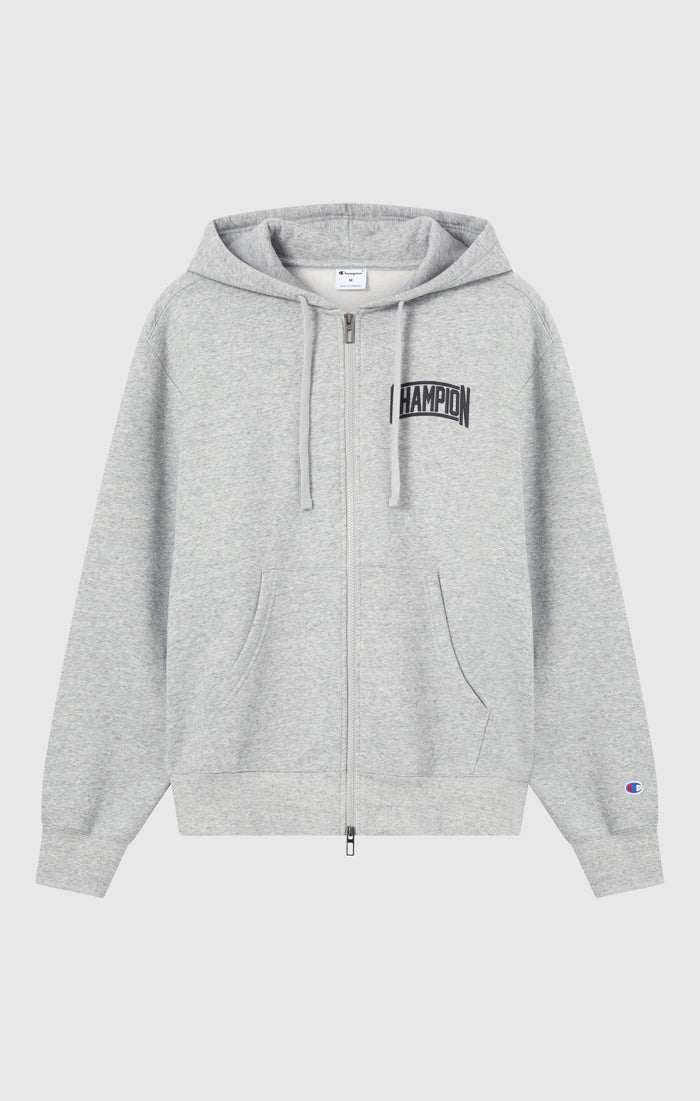 Men’s Hooded Full Zip Sweatshirt With Brushed Interior And Puff Print Logo