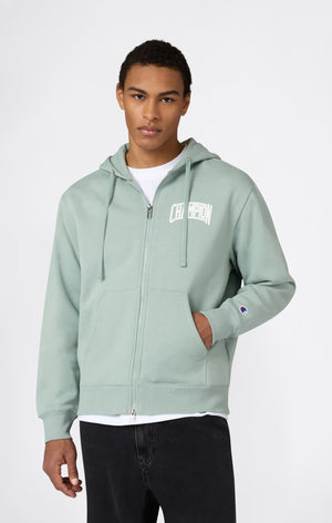 Men’s Hooded Full Zip Sweatshirt With Brushed Interior And Puff Print Logo