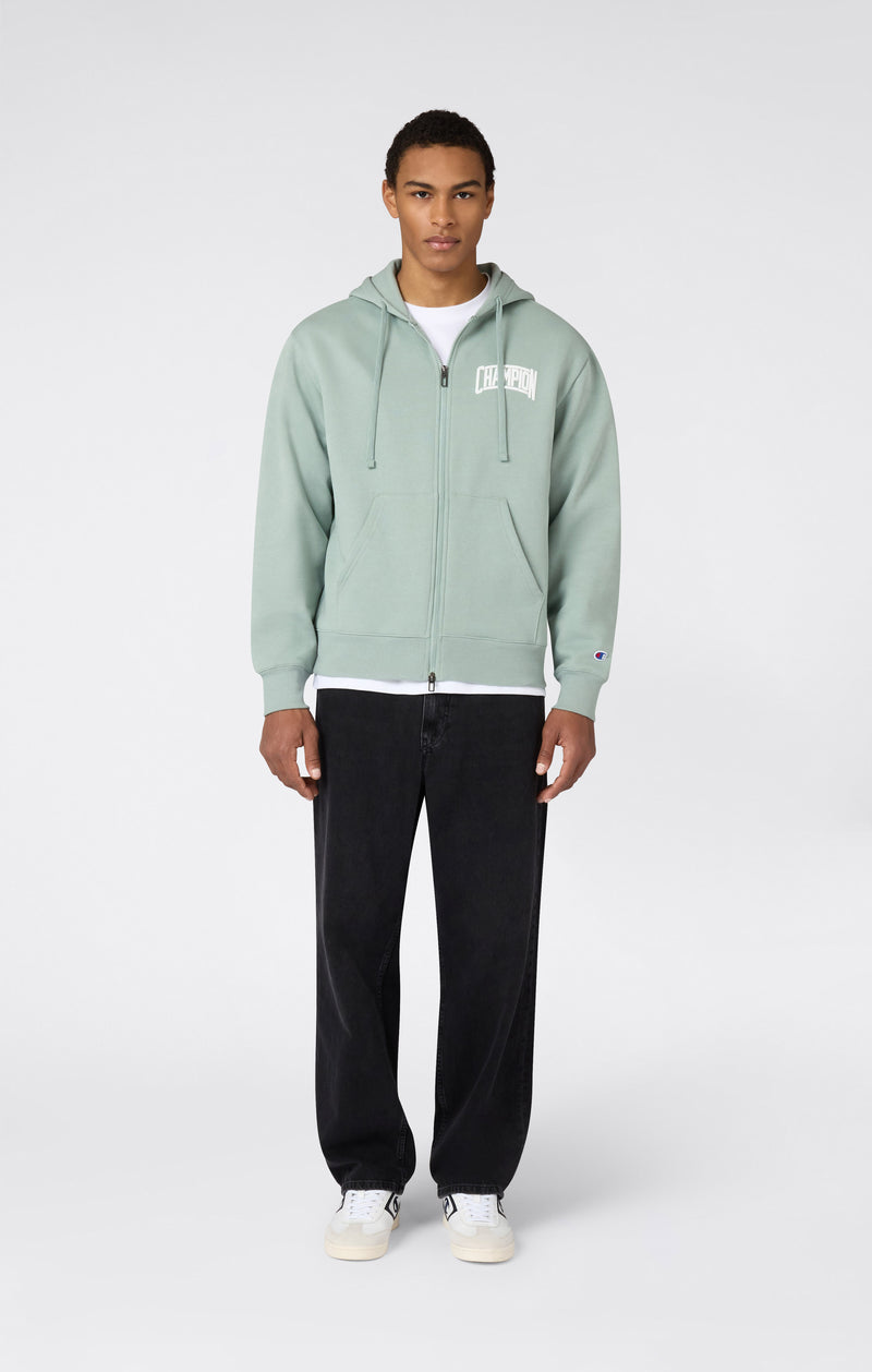 Men’s Hooded Full Zip Sweatshirt With Brushed Interior And Puff Print Logo