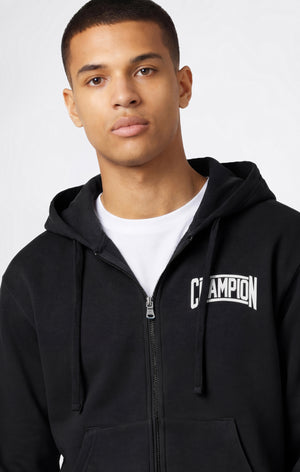 Men’s Hooded Full Zip Sweatshirt With Brushed Interior And Puff Print Logo