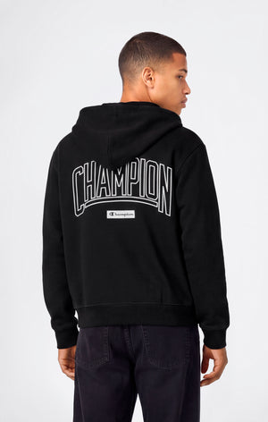 Men’s Hooded Full Zip Sweatshirt With Brushed Interior And Puff Print Logo