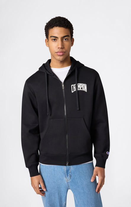 Men’s Hooded Full Zip Sweatshirt With Brushed Interior And Puff Print Logo