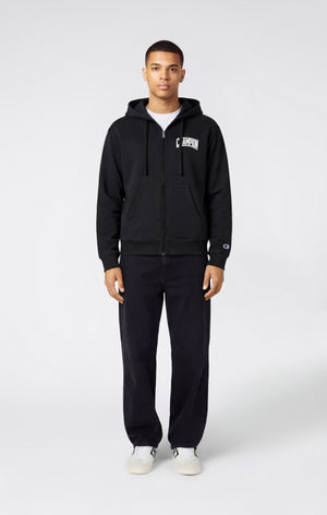 Men’s Hooded Full Zip Sweatshirt With Brushed Interior And Puff Print Logo