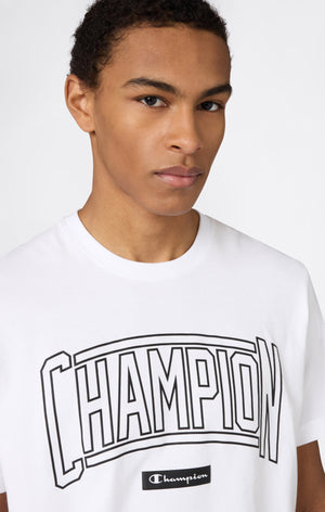 T-Shirt Girocollo con Logo Puff Print Da Uomo