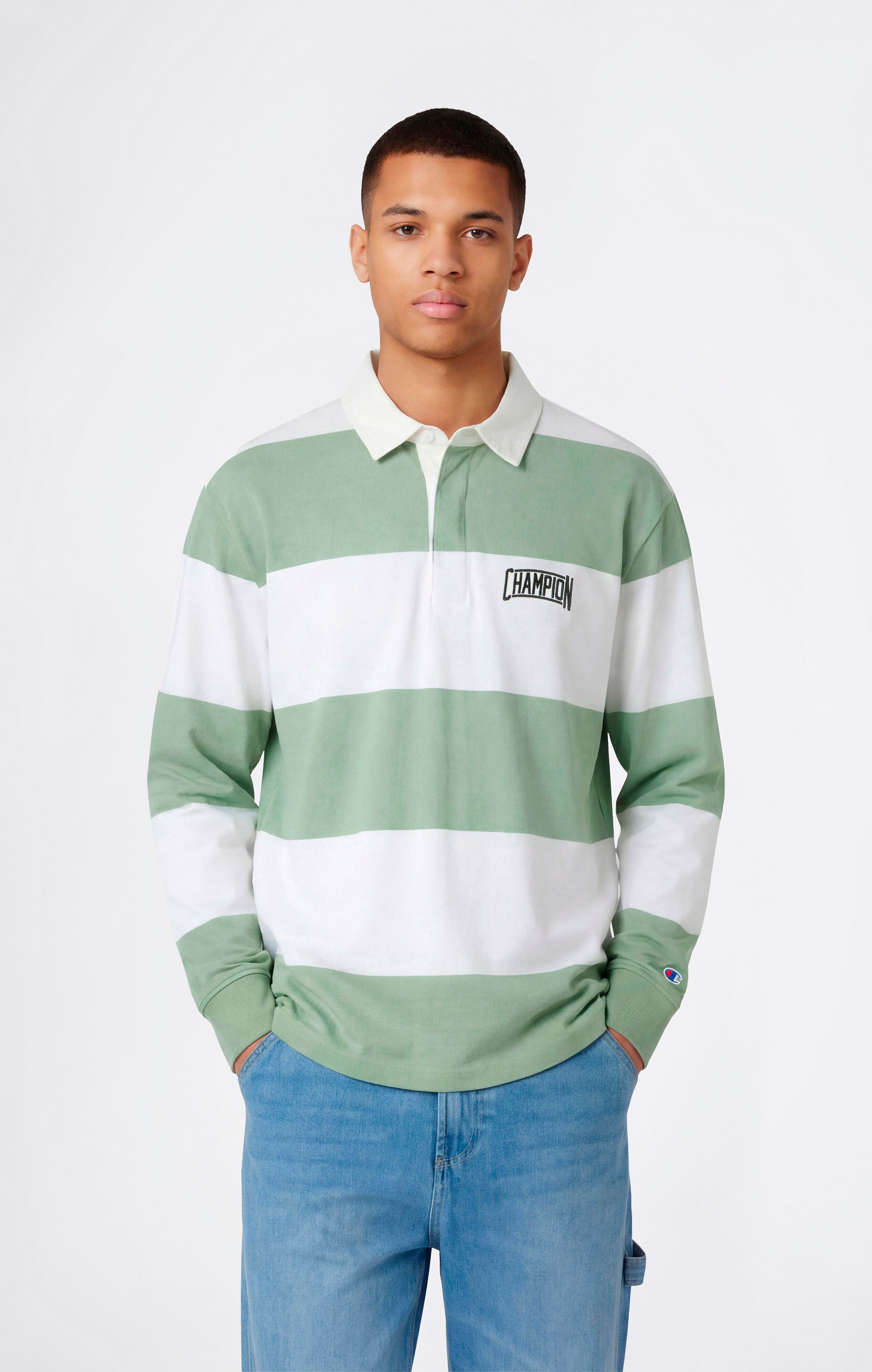 Polo a Righe in Jersey Pesante Da Uomo