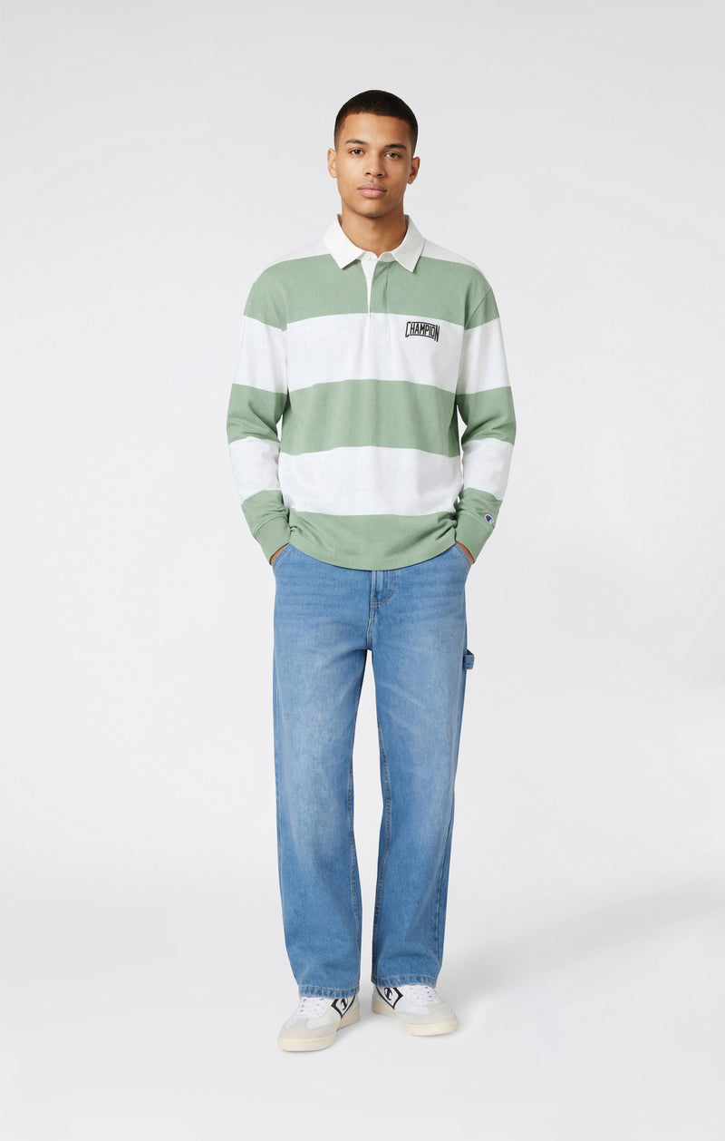 Polo a Righe in Jersey Pesante Da Uomo