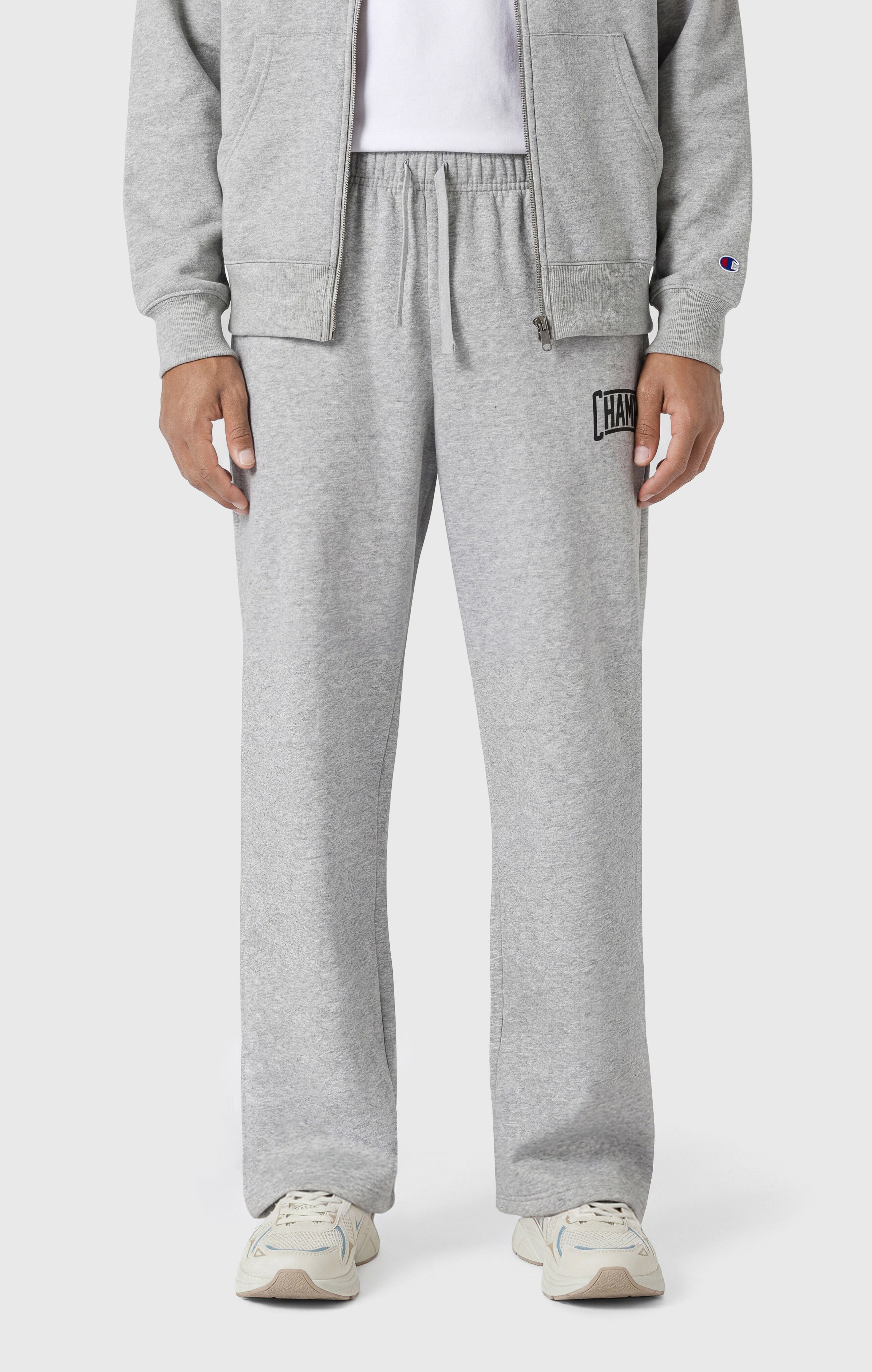 Men’s Straight Hem Pants With Brushed Interior And Puff Print Logo