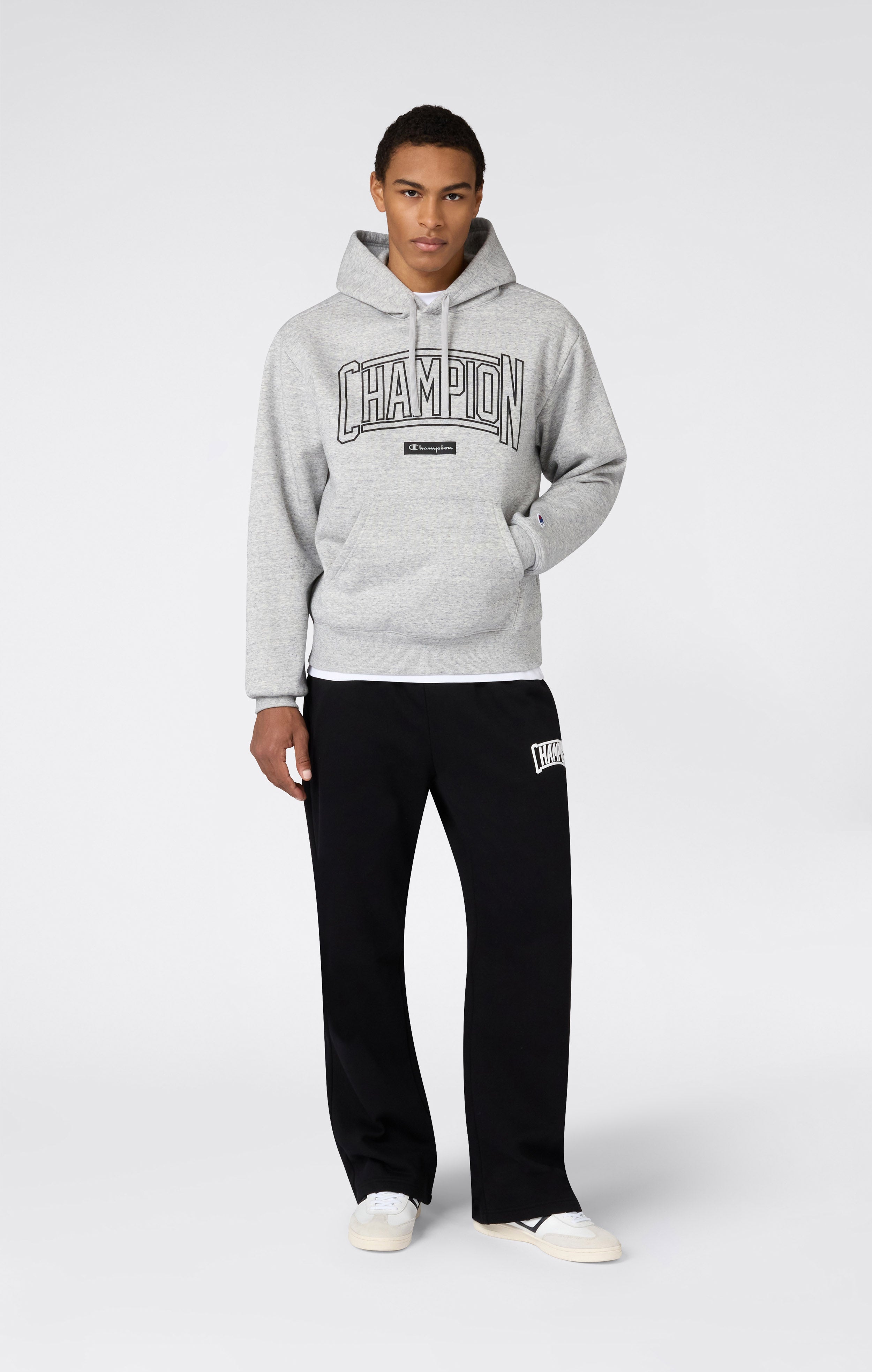 Men’s Straight Hem Pants With Brushed Interior And Puff Print Logo