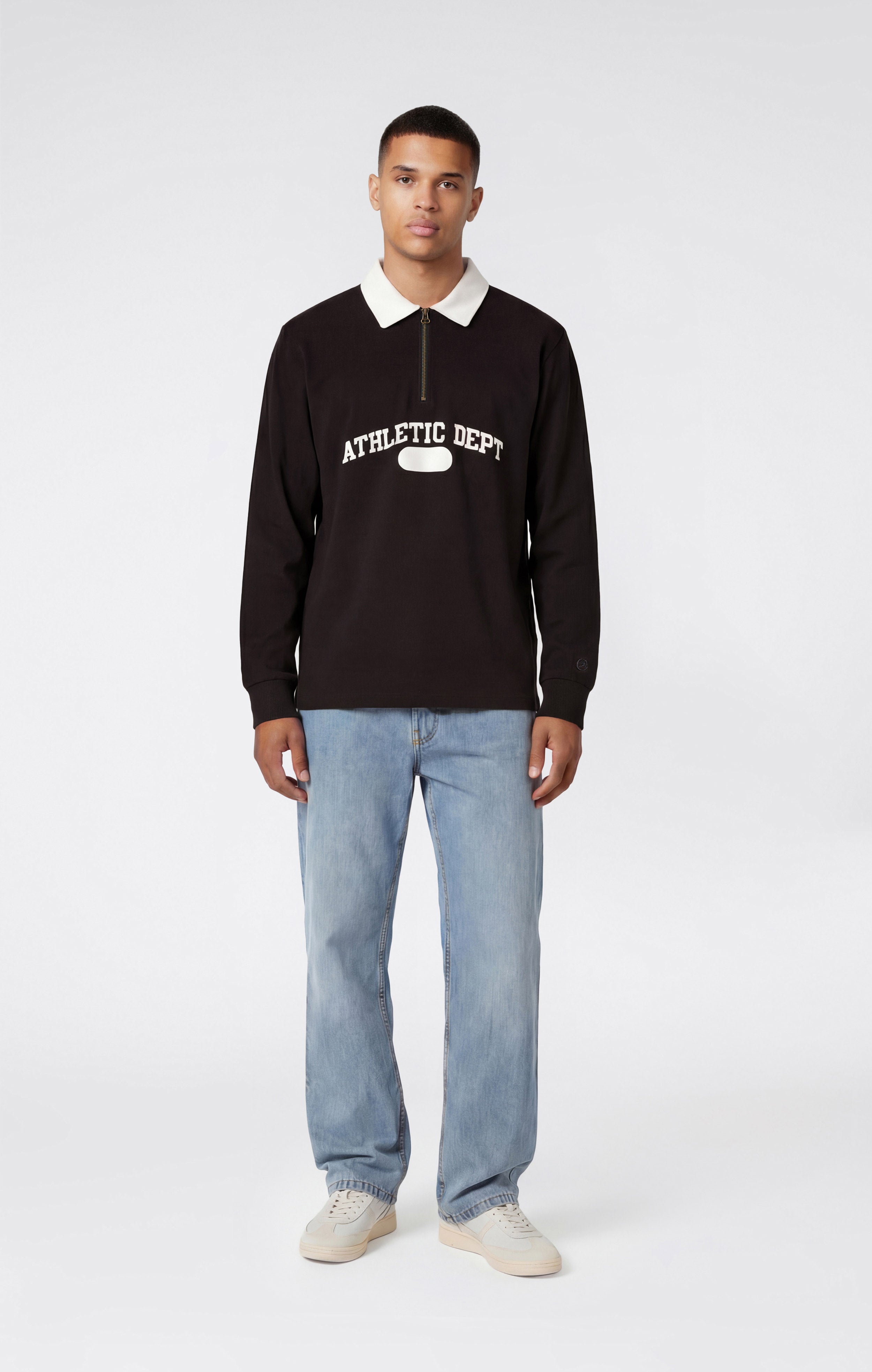 Herren Langarm-Poloshirt mit Halbem Reißverschluss Time Capsule