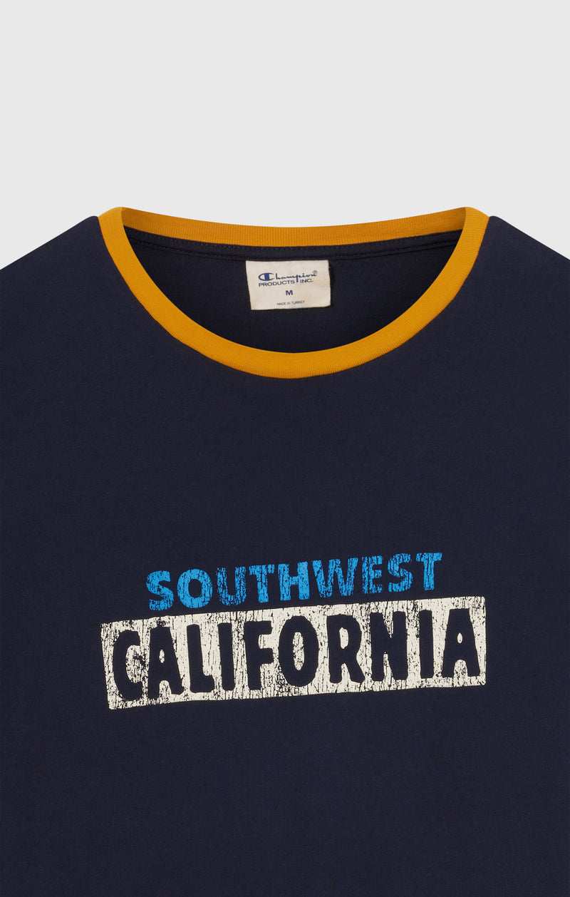 T-shirt homme à col rond avec imprimé et bordures contrastantes