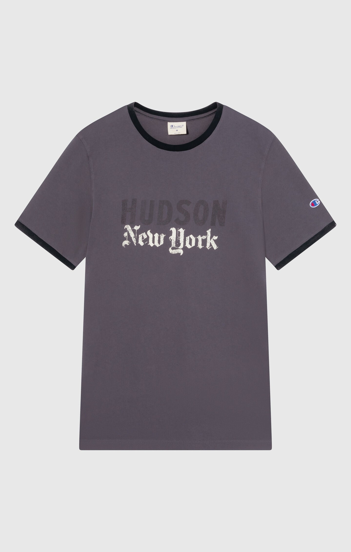 Men's crewneck T-shirt with graphic and contrast trims