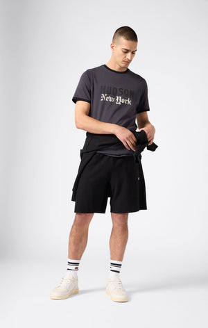 Men's crewneck T-shirt with graphic and contrast trims