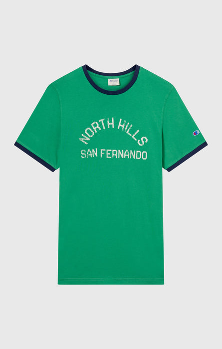 T-shirt homme à col rond avec imprimé et bordures contrastantes