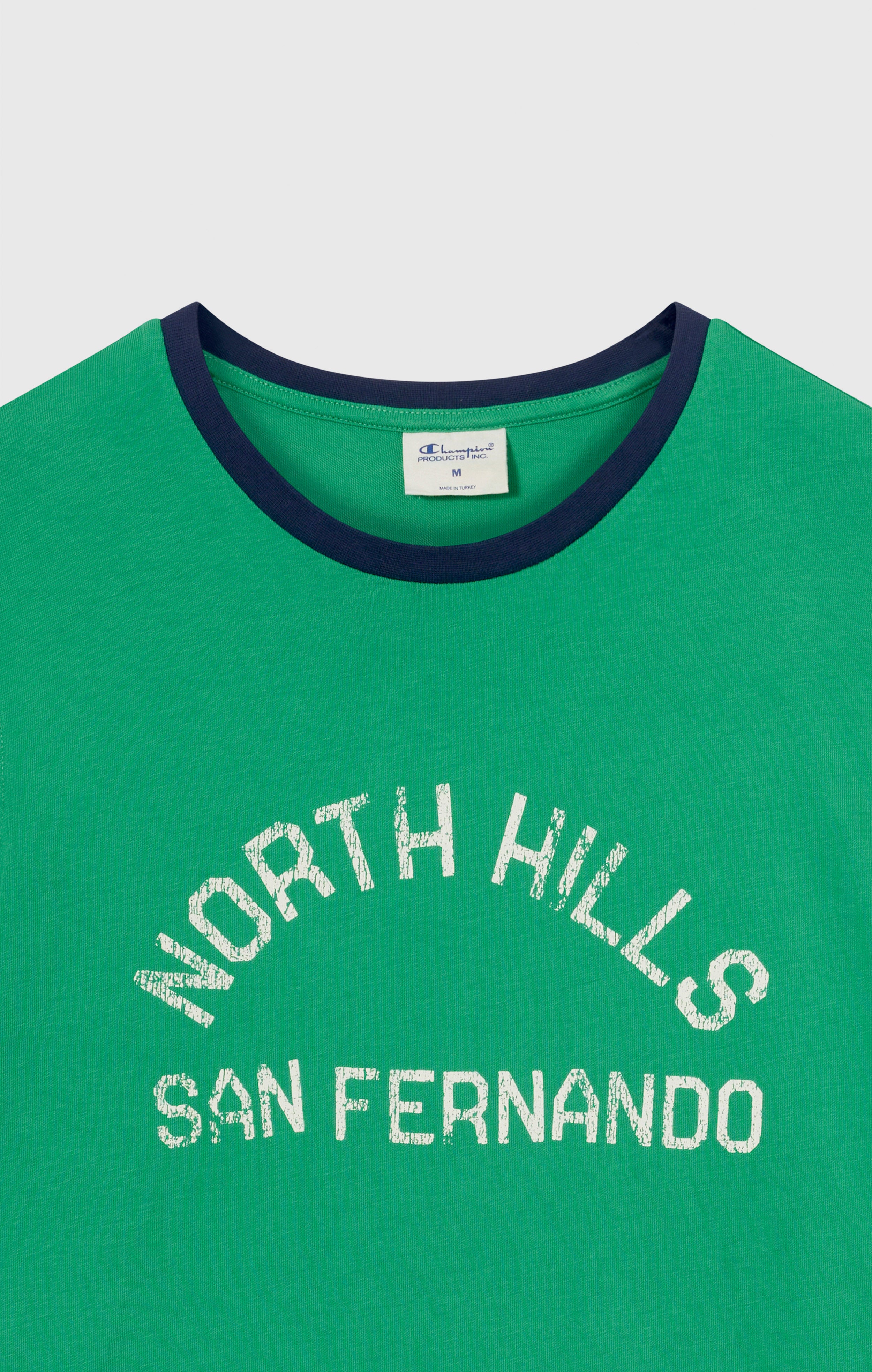 Men's crewneck T-shirt with graphic and contrast trims