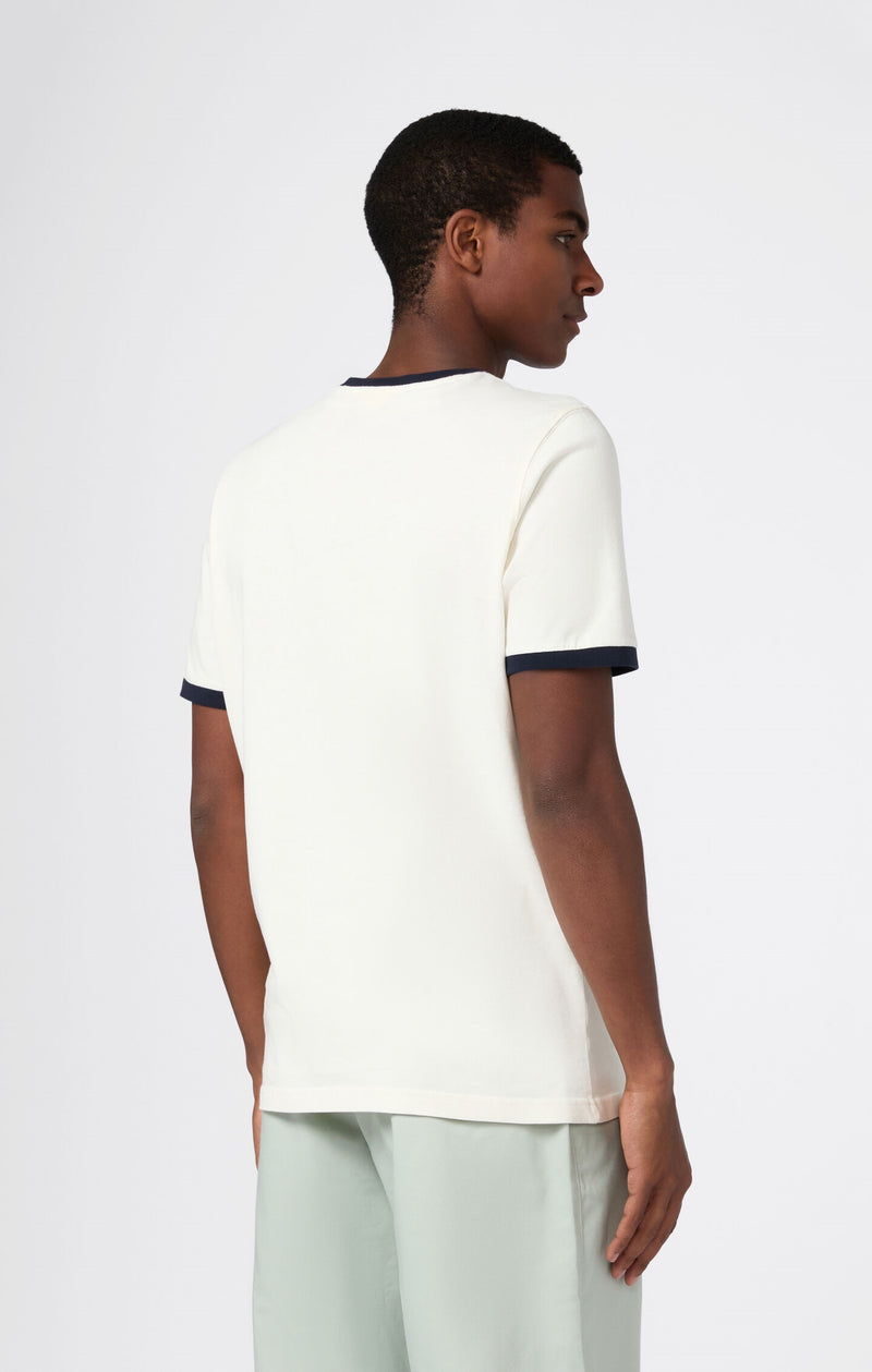 Men's crewneck T-shirt with graphic and contrast trims