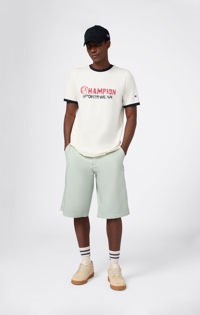 Men's crewneck T-shirt with graphic and contrast trims
