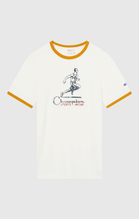 T-shirt homme à col rond avec imprimé et bordures contrastantes