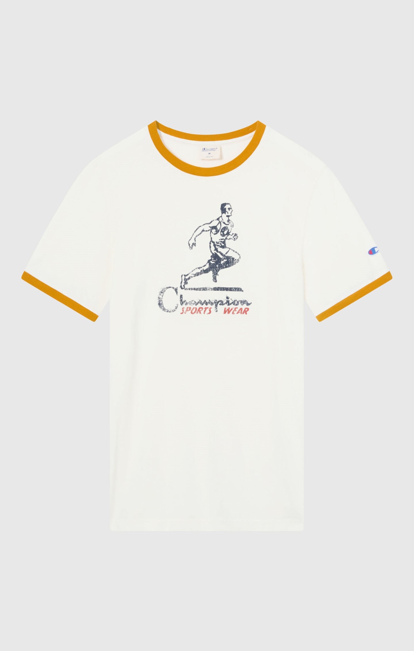 Men's crewneck T-shirt with graphic and contrast trims