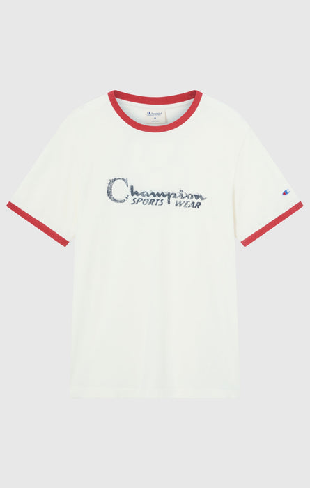 Camiseta de hombre con cuello redondo, estampado y ribetes en contraste