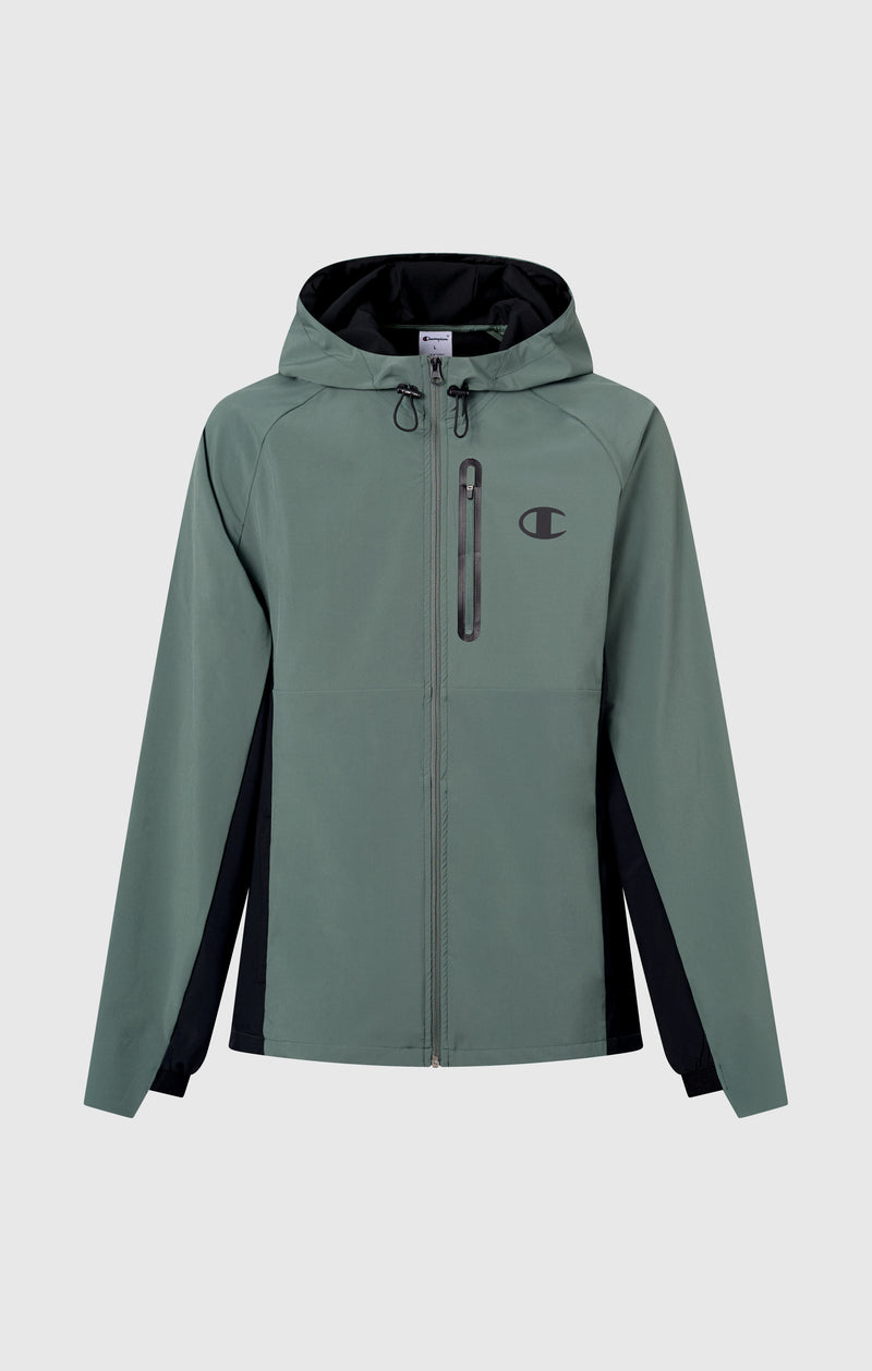 Men’s Stretch Woven Nylon Hooded Track Top Slim Fit