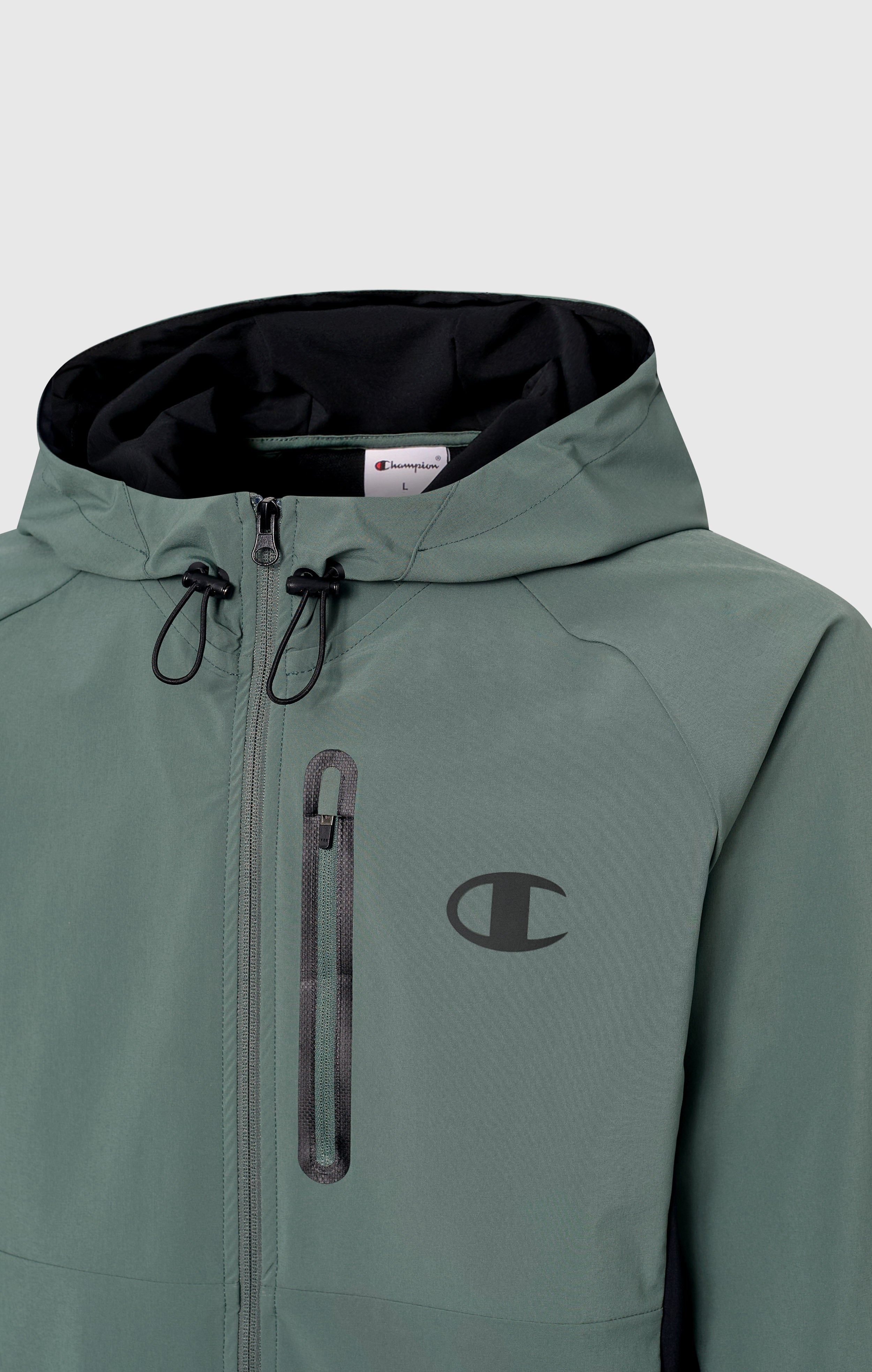 Men’s Stretch Woven Nylon Hooded Track Top Slim Fit