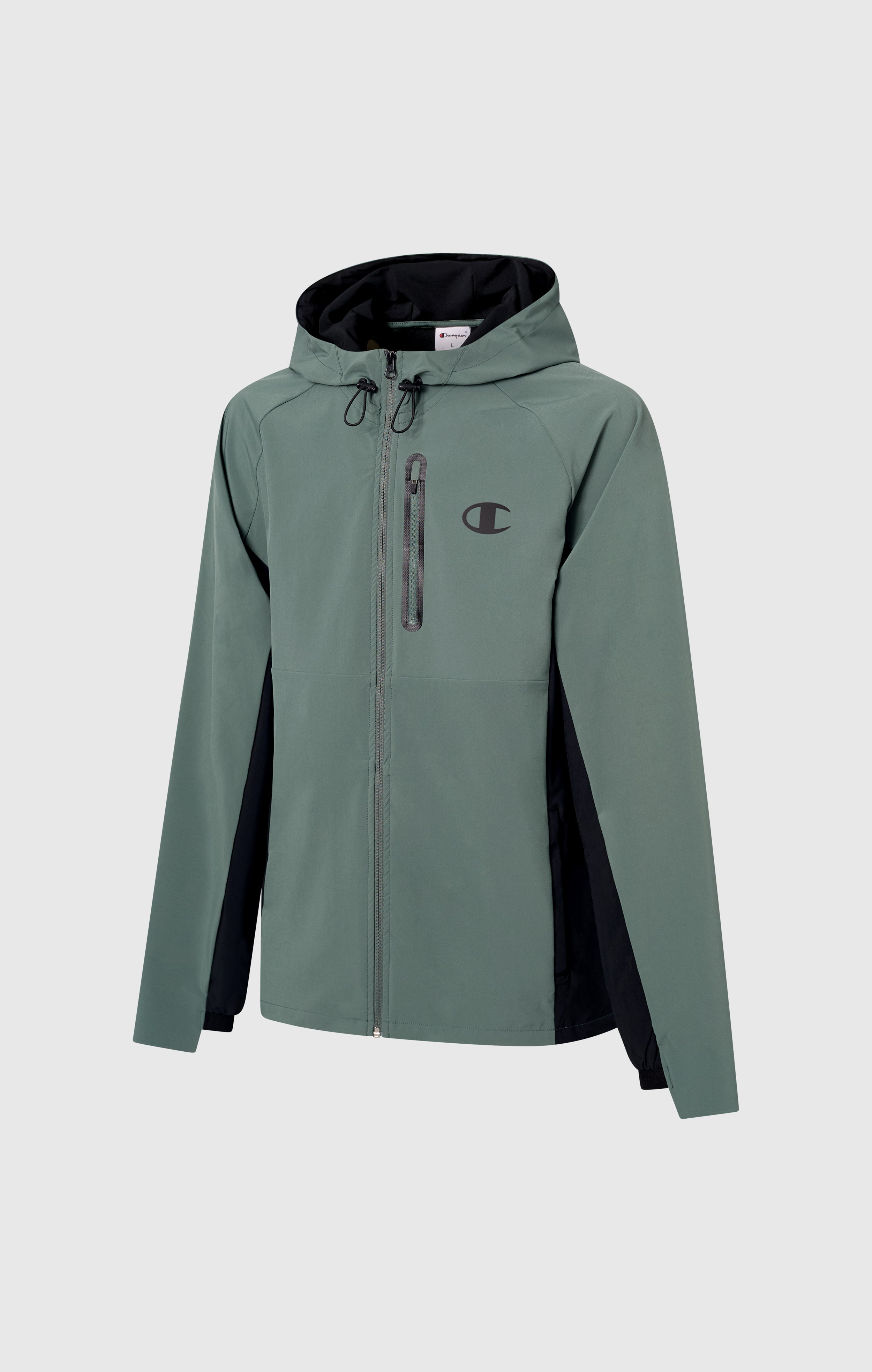 Men’s Stretch Woven Nylon Hooded Track Top Slim Fit