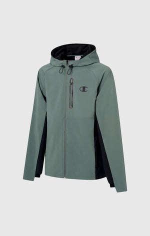 Men’s Stretch Woven Nylon Hooded Track Top Slim Fit