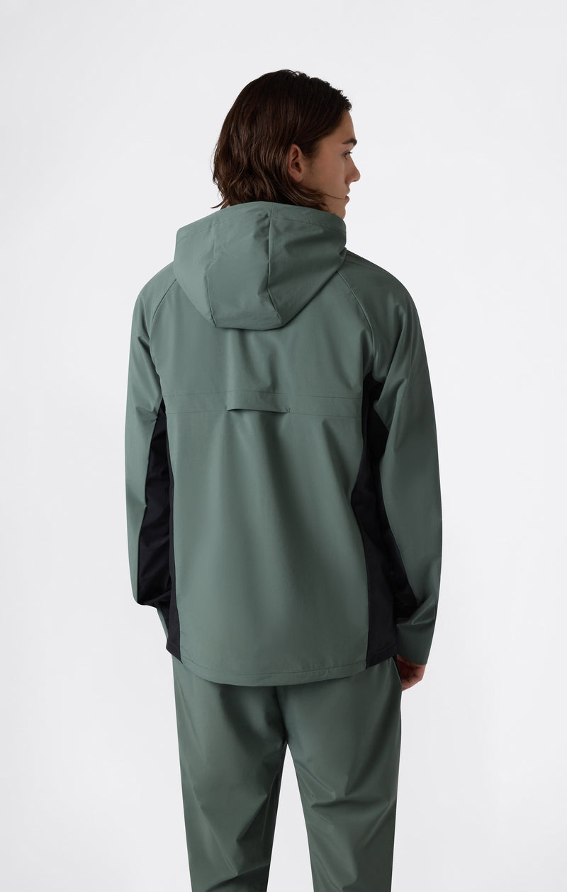 Men’s Stretch Woven Nylon Hooded Track Top Slim Fit