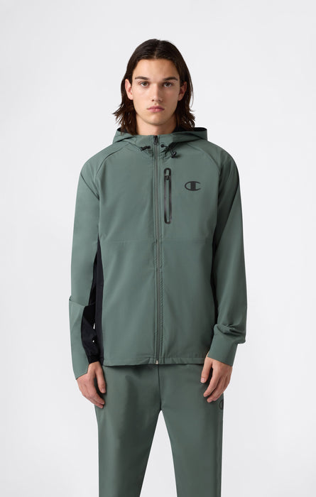 Giacca Con Cappuccio in Stretch Woven Nylon Uomo Slim Fit