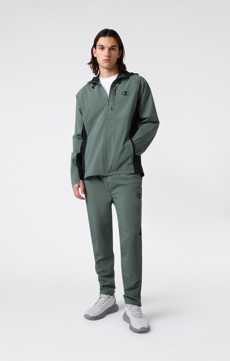 Men’s Stretch Woven Nylon Hooded Track Top Slim Fit