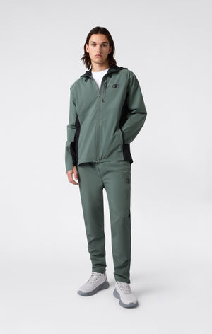 Men’s Stretch Woven Nylon Hooded Track Top Slim Fit