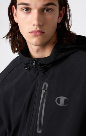 Herren-Tracktop aus Stretch Woven Nylon mit Kapuze Slim Fit