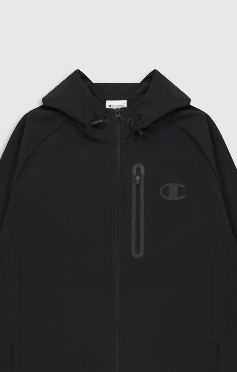 Men's Slim Fit Stretch Woven Nylon Hooded Jacket