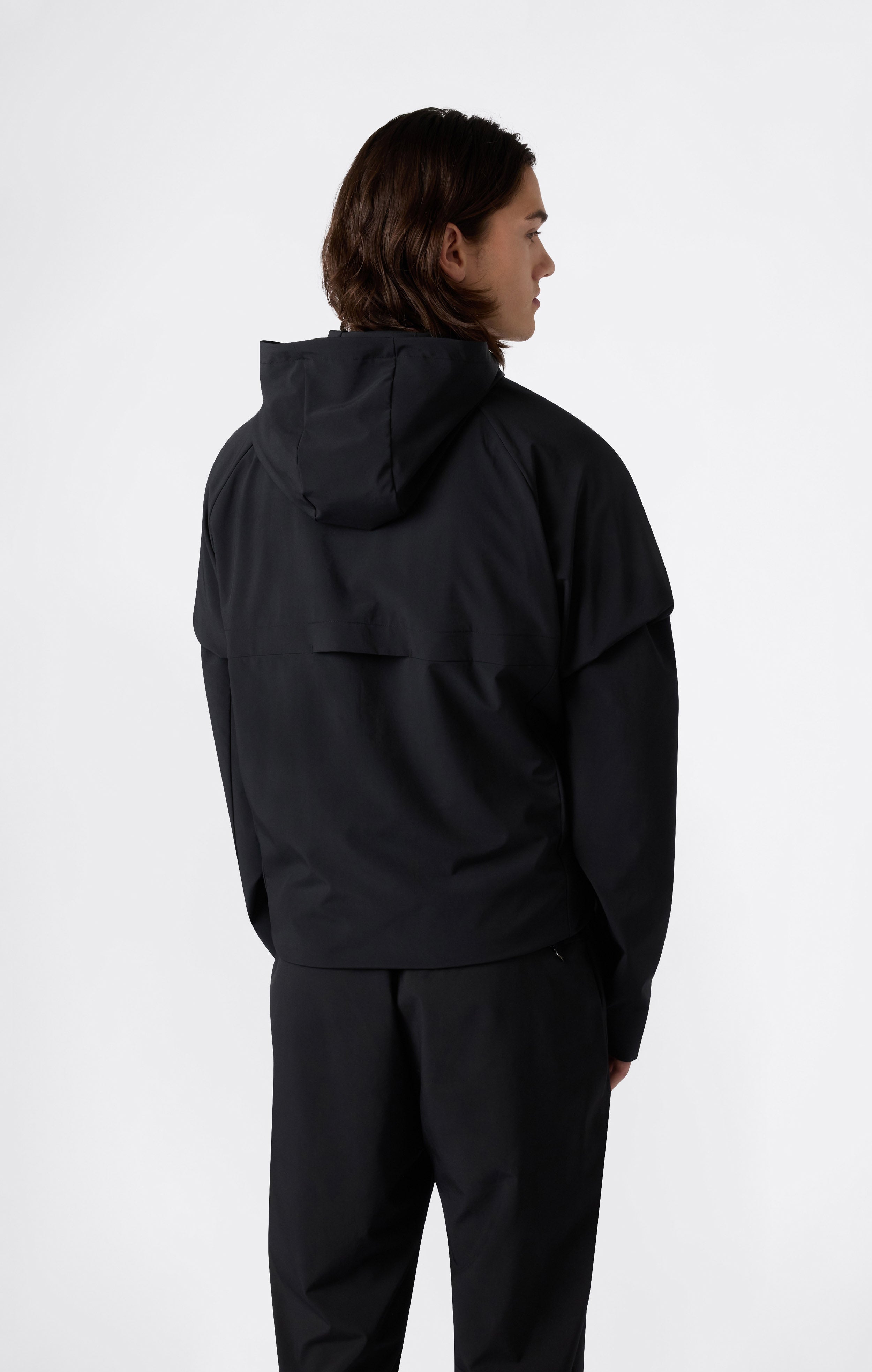 Herren-Tracktop aus Stretch Woven Nylon mit Kapuze Slim Fit