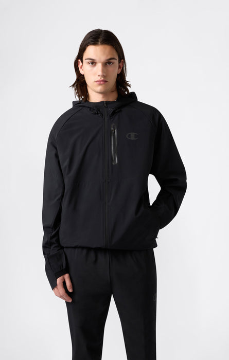 Giacca Con Cappuccio in Stretch Woven Nylon Uomo Slim Fit